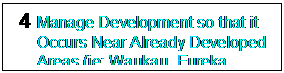 Text Box: 4	Manage Development so that it Occurs Near Already Developed Areas (ie; Waukau, Eureka, Delhi).

